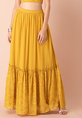 Buy Mustard Yellow Skirts  Ghagras for Women by Ethnicity Online  Ajiocom