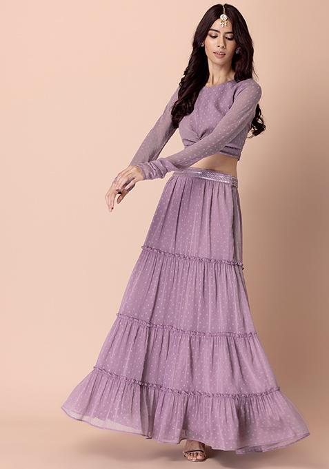 Lilac Tiered Lehenga