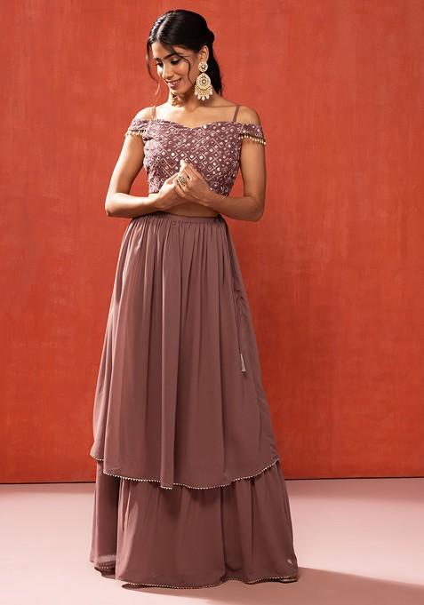 Dusty Pink Layered Lehenga Skirt