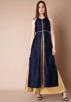 Buy Women Lace Edged Maxi Kurta - Navy - Kurtas At Flat 50 - Indya | Canada