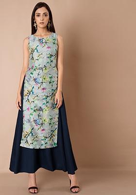 foil print maxi tunic