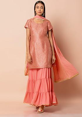 Dusty Pink Embroidered Short Kurti
