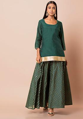 Indian Style Kurta with Skirt Indowestern Clothing  Pink Kurti