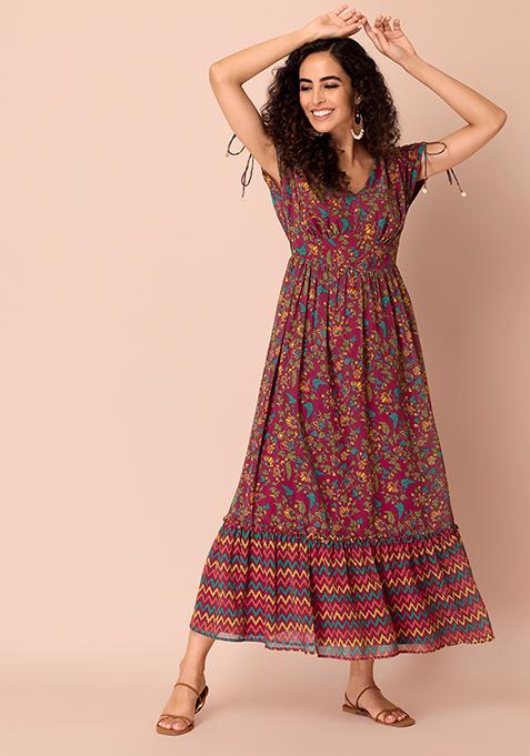 Pink Kalamkari Printed Tiered Kurta 