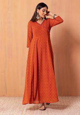 Cotton long Frock with Angrakha pattern Archives  CUDDLES