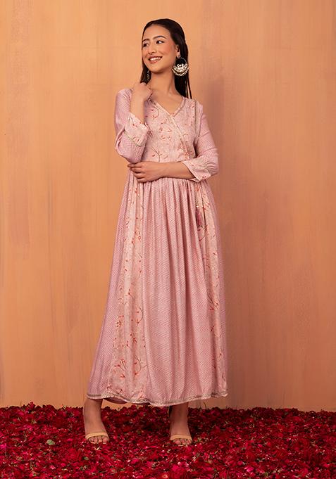 Light Pink Floral Print Maxi Dress 