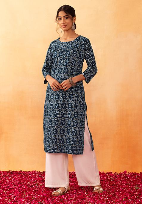 Dark Grey Bandhani Print Cotton Kurta