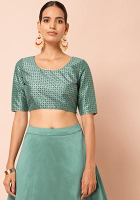 Buy Women Jade Mughal Foil Crop Top - RTW - Indya | Canada