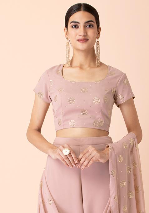 Blush Mukaish Foil Crop Top 