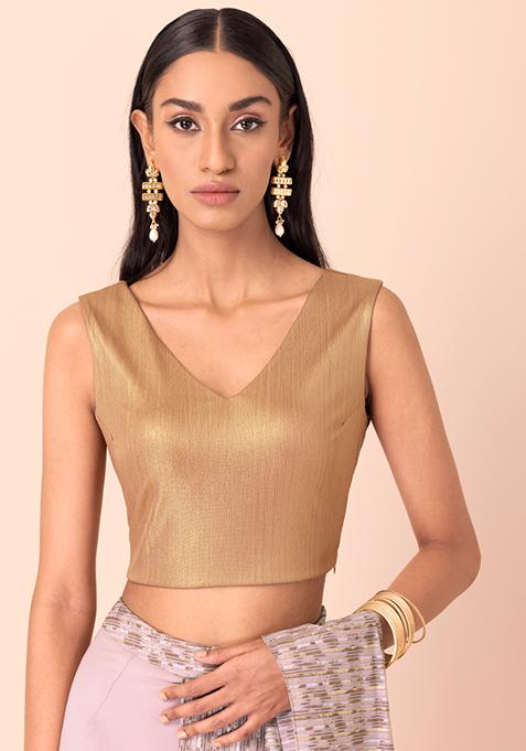 Gold Lycra Sleeveless Blouse