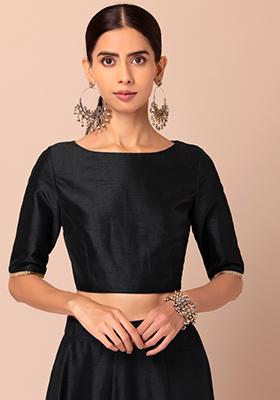 Buy Women Black Lace Detail Blouse - Tops u0026 Blouses - Indya