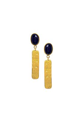 Blue Gold Textured Dangler Earrings