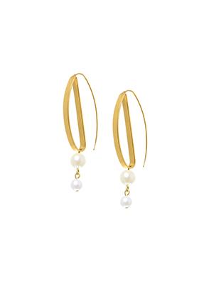 Gold Pearl Drop Dangler Earrings 