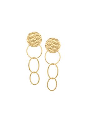 Gold Linked Hammered Dangler Earrings 