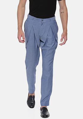Blue Denim Pleated Trousers For Men blue-denim-pleated-trousers-for-men