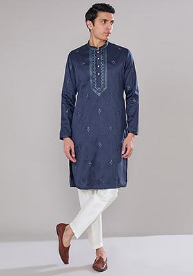 Elegant Men’s Blue Kurta Set Classic Indian Style