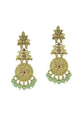 Gold Plated Brass Golden Artificial Stones Earrings