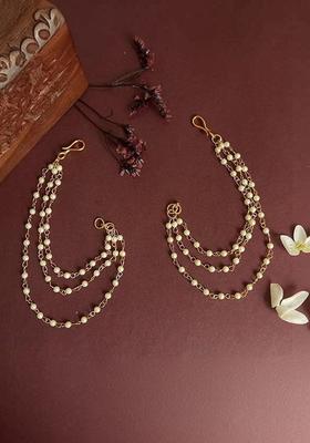 Gold Plated Brass Golden Pearls Earrings