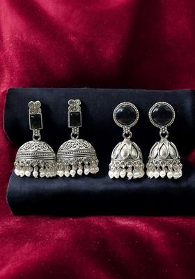 Silver Plated Alloy Silver Artificial Beads Earrings