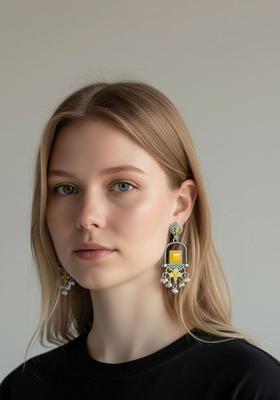 Silver Plated Alloy Silver Artificial Beads Earrings