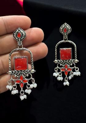 Silver Plated Alloy Silver Artificial Beads Earrings