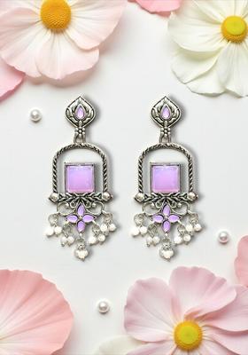 Silver Plated Alloy Silver Artificial Beads Earrings