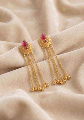 Gold-Plated Teardrop Shaped Drop Earrings for Women | Traditional Ethnic Jewellery for Wedding & Festive Wear | Gift for Her