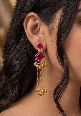 Gold-Plated Geometric Drop Earrings for Women | Traditional Ethnic Jewellery for Wedding & Festive Wear | Gift for Her