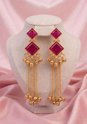 Gold-Plated Diamond Shaped Drop Earrings for Women | Traditional Ethnic Jewellery for Wedding & Festive Wear | Gift for Her
