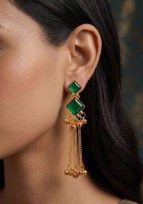 Gold-Plated Geometric Drop Earrings for Women | Traditional Ethnic Jewellery for Wedding & Festive Wear | Gift for Her