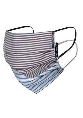 2 Pcs Casual Striped 2 Ply Pleated Reusable Mask Set
