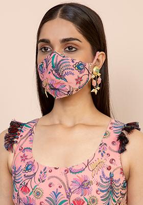 Buy Payal Singhal For Indya Pink Floral Mask - Masks - Indya