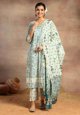 Dames Kurta Broekset Indisch Pak Van Puur Katoen Met Dupatta