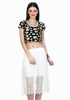 Sheer Sneak Midi Skirt - White
