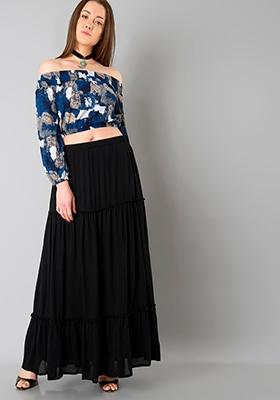 Buy Women Teir Maxi Skirt - Black - Trends Online India - FabAlley