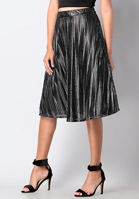 Buy Uptownie Lite Black Satin Pleated Midi Skirt  Skirts for Women  11425706  Myntra