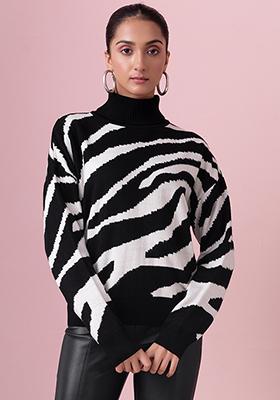 Black And White Zebra Print Jumper