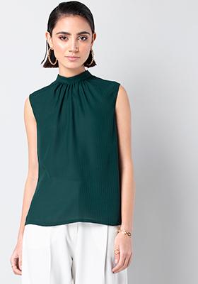 CLASSICS Green Tie Up Back Blouse 