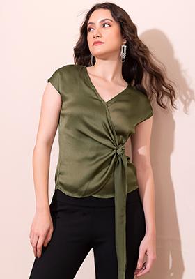 Light Green Side Tie Wrap Top