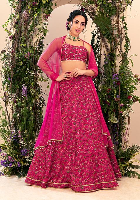 Hot Pink Mesh Dupatta