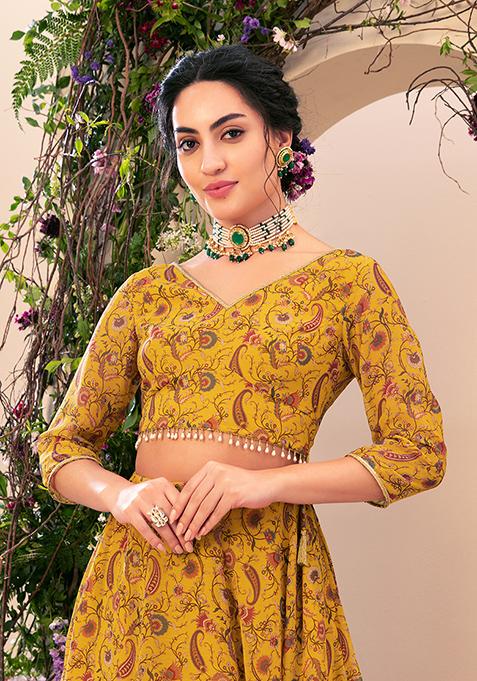 Mustard Yellow Printed Blouse