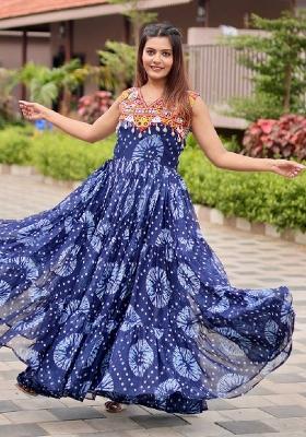 Blue Gamathi Work Georgette Gown