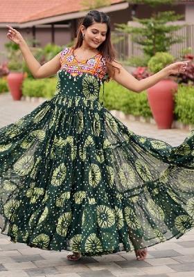 Green Gamathi Work Georgette Gown