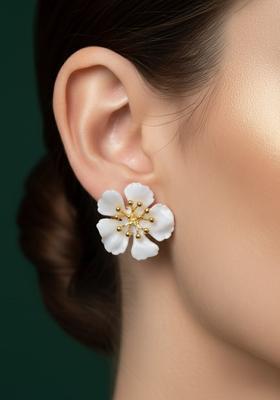 White Stainless Earrings Set