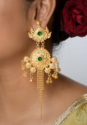 Green Brass Earrings Set
