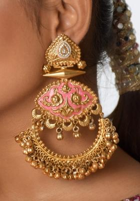 Pink Brass Earrings Set