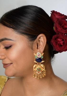 Maroon Brass Earrings Set