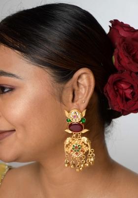 Navy Blue Brass Earrings Set