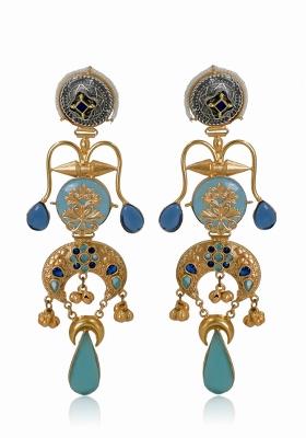 Sky Blue Brass Earrings Set