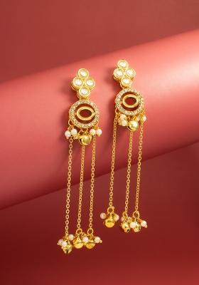 Golden Alloy Drop Earring